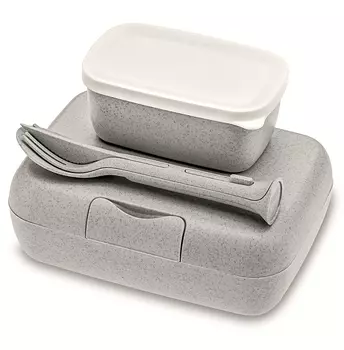 Набор из 2 ланч-боксов и столовых приборов Koziol Candy Ready Organic серый