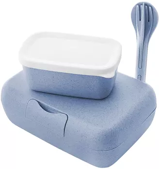 Набор из 2 ланч-боксов и столовых приборов Koziol Candy Ready Organic синий