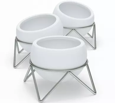 Набор из 3 горшков для растений на подставке Umbra Potsy белый-никель