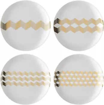 Набор из 4 блюдец LSA International Signature Chevron 16cm, золото