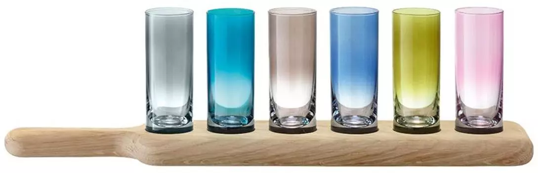 Набор из 6 стопок на подставке LSA International Paddle 40 см цветное стекло