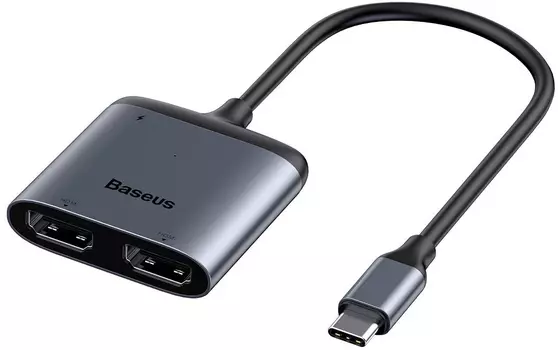 Переходник Baseus Enjoy HUB USB Type-C - HDMI 2x PD HD - USB Type-C (CAHUB-I0G) (Deep Grey)