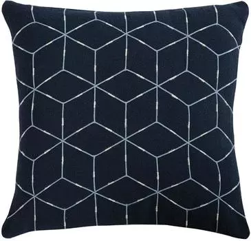 Подушка декоративная из хлопка темно-синего цвета с геометрическим орнаментом Ethnic, 45х45 см