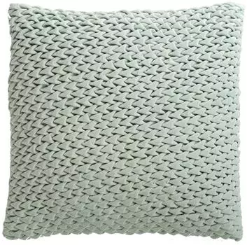 Подушка декоративная стеганая из хлопкового бархата мятного цвета из коллекции Essential, 45х45 см