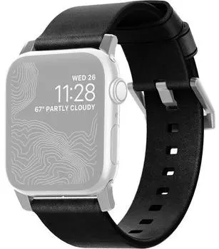 Ремешок Nomad Modern Strap Slim (NM1A31TM00) для Apple Watch Series 2/3/4 38/40 mm (Black/Silver)