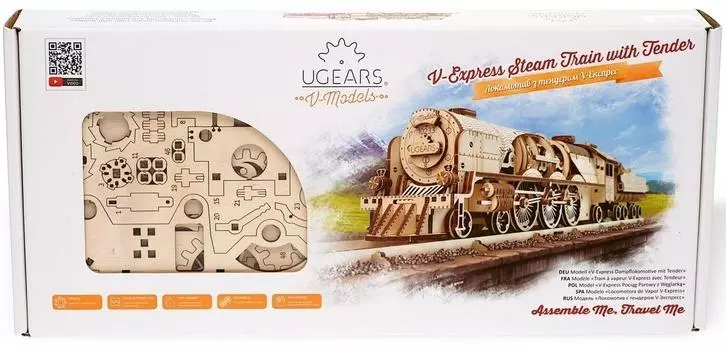 Сборная модель UGEARS Локомотив c тендером V-Экспресс (70058)