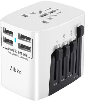 Сетевая зарядка Zikko Worldwide Travel Adaptor BST631 4 USB (Pearl White)