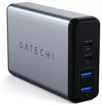 Сетевое зарядное устройство Satechi Dual Travel Charger 75W ST-MC2TCAM (Silver)