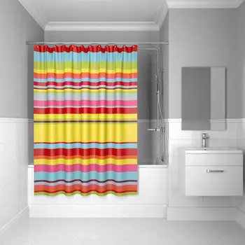 Штора для ванной комнаты, 200*240 см, полиэстер, ID, summer stripes, 290P24RI11