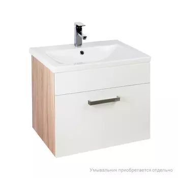 Тумба для ванной комнаты, подвесная, белая/под дерево, 60 см, Mirro, IDDIS, MIR60W0i95. Подходит умывальник 0016000U28