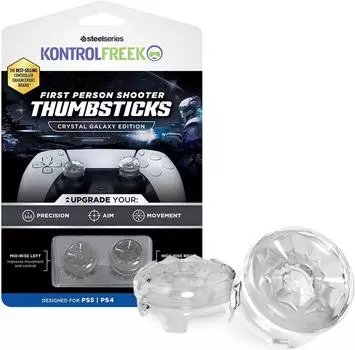 1 средняя и 1 высокая накладки на стики KontrolFreek Crystal Galaxy Edition для геймпада PS4/PS5 (прозрачные)