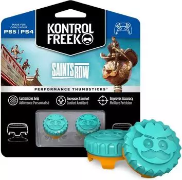 2 средние накладки на стики KontrolFreek Saints Row для геймпада PS4/PS5 (бирюзовые)