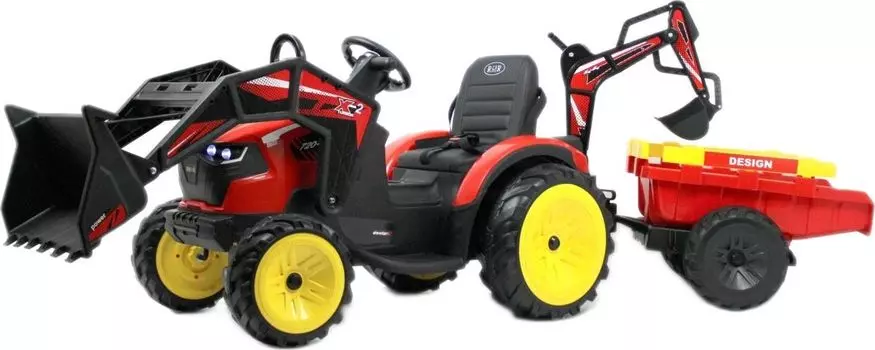 Детский электромобиль RiverToys экскаватор-погрузчик A777MP красный