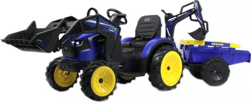 Детский электромобиль RiverToys экскаватор-погрузчик A777MP синий