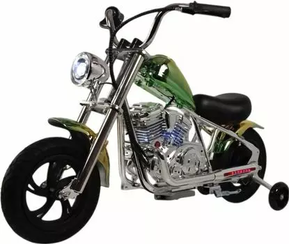 Детский электромотоцикл M777ML-B зеленый хром