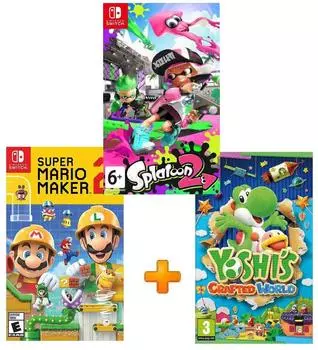 ИгроПак для Nintendo Switch: Splatoon 2 + Super Mario Maker 2 + Yoshi's Crafted World