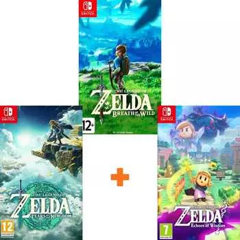 ИгроПак для Nintendo Switch: The Legend of Zelda: Breath of the Wild + Legend of Zelda: Tears of the Kingdom + The Legend of Zelda: Echoes of Wisdom