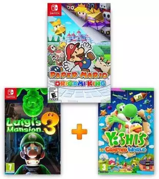 ИгроПак для Nintendo Switch: Yoshi's Crafted World + Paper Mario: The Origami King + Luigi's Mansion 3