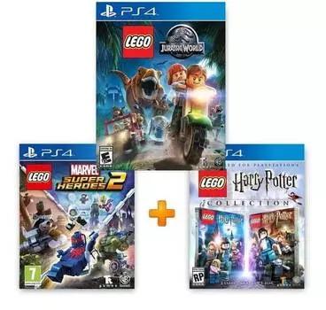 ИгроПак для PS4: LEGO Мир Юрского Периода + LEGO Marvel Super Heroes 2 + LEGO Harry Potter Collection