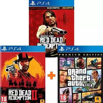 ИгроПак для PS4: Red Dead Redemption + Red Dead Redemption 2 + Grand Theft Auto V Premium Online Edition