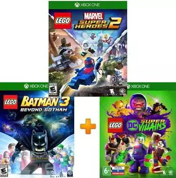 ИгроПак для XBOX One: LEGO СУПЕРЗЛОДЕИ DC + LEGO Marvel Super Heroes 2 + LEGO Batman 3: Покидая Готэм
