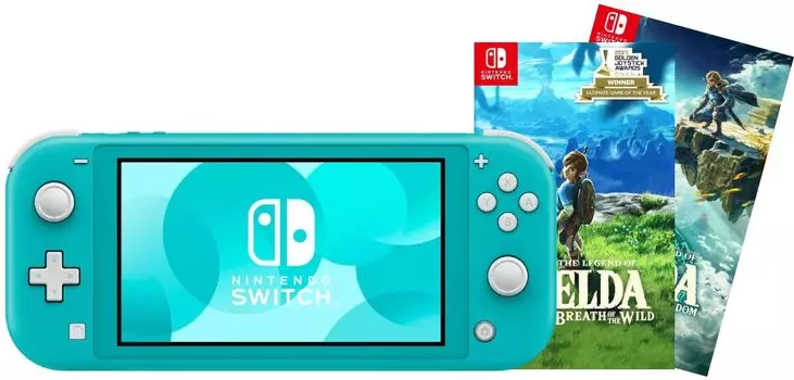 Игровая приставка Nintendo Switch Lite (Бирюзовый) + Игра Legend of Zelda: Tears of the Kingdom + Игра The Legend of Zelda: Breath of the Wild
