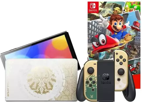 Игровая приставка Nintendo Switch OLED 64 GB Zelda: Tears of the Kingdom Edition (JP) + Игра Super Mario Odyssey