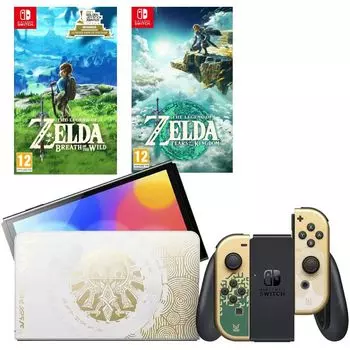 Игровая приставка Nintendo Switch OLED 64 GB Zelda: Tears of the Kingdom Edition (JP) + Игра Legend of Zelda: Tears of the Kingdom + Игра The Legend of Zelda: Breath of the Wild
