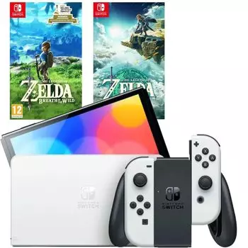 Игровая приставка Nintendo Switch OLED 64GB (белый) (AZ) + Игра Legend of Zelda: Tears of the Kingdom + Игра The Legend of Zelda: Breath of the Wild