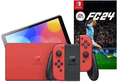 Игровая приставка Nintendo Switch OLED 64GB (Mario Red Edition) (AZ) + Игра EA Sports FC 24