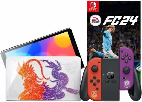 Игровая приставка Nintendo Switch OLED 64GB (Pokemon Scarlet and Violet Edition) + Игра EA Sports FC 24