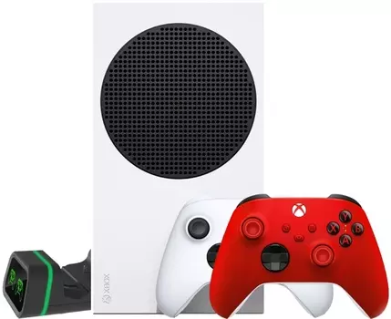 Microsoft XBOX Series S + 2-й геймпад (Pulse Red) + зарядная станция