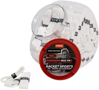 Намотки для ракеток Nox Overgrip Pro Grip (перфорированные, белые, 120 шт)