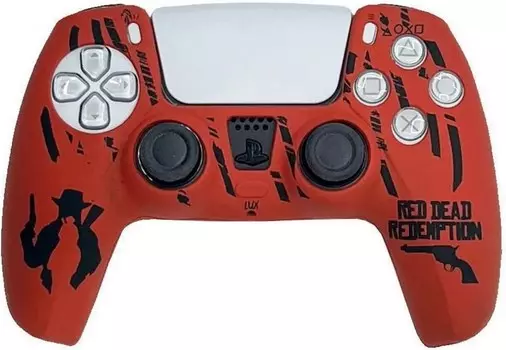 Силиконовый чехол для геймпада Sony DualSense (Red Dead Redemption red)