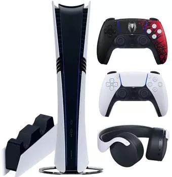 Sony PlayStation 5 Pro (PS5 Pro, EU) + 2-й геймпад Spider-Man 2 Limited Edition + гарнитура PULSE 3D + зарядная станция