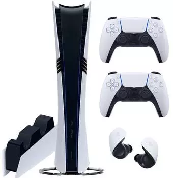 Sony PlayStation 5 Pro (PS5 Pro, EU) + 2-й геймпад (белый) + гарнитура PULSE Explore + зарядная станция