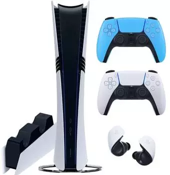 Sony PlayStation 5 Pro (PS5 Pro, EU) + 2-й геймпад (звездный синий) + гарнитура PULSE Explore + зарядная станция