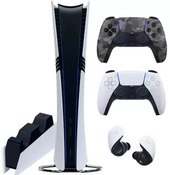 Sony PlayStation 5 Pro (PS5 Pro, EU) + 2-й геймпад (серый камуфляж) + гарнитура PULSE Explore + зарядная станция