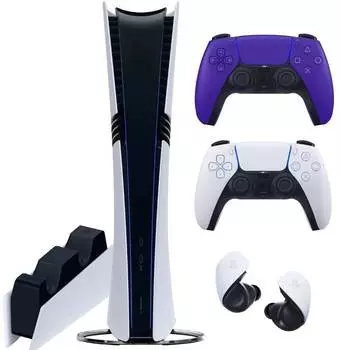 Sony PlayStation 5 Pro (PS5 Pro, EU) + 2-й геймпад (галактический пурпурный) + гарнитура PULSE Explore + зарядная станция