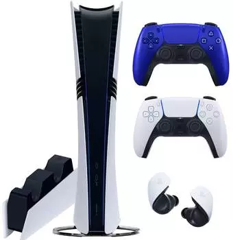 Sony PlayStation 5 Pro (PS5 Pro, EU) + 2-й геймпад (синий кобальт) + гарнитура PULSE Explore + зарядная станция