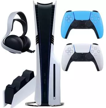 Sony PlayStation 5 Pro (PS5 Pro, EU) + 2-й геймпад (звездный синий) + дисковод + гарнитура PULSE Elite + зарядная станция
