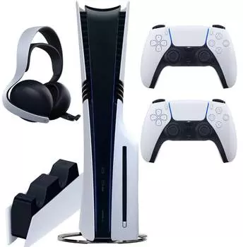 Sony PlayStation 5 Pro (PS5 Pro, EU) + 2-й геймпад (белый) + дисковод + гарнитура PULSE Elite + зарядная станция