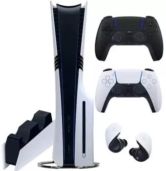 Sony PlayStation 5 Pro (PS5 Pro, EU) + 2-й геймпад (чёрная полночь) + гарнитура PULSE Explore + дисковод + зарядная станция