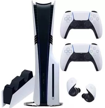 Sony PlayStation 5 Pro (PS5 Pro, EU) + 2-й геймпад (белый) + гарнитура PULSE Explore + дисковод + зарядная станция