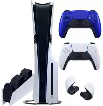Sony PlayStation 5 Pro (PS5 Pro, EU) + 2-й геймпад (синий кобальт) + гарнитура PULSE Explore + дисковод + зарядная станция