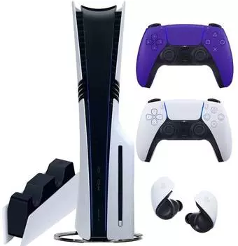 Sony PlayStation 5 Pro (PS5 Pro, EU) + 2-й геймпад (галактический пурпурный) + гарнитура PULSE Explore + дисковод + зарядная станция