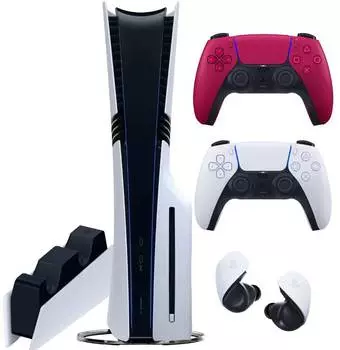 Sony PlayStation 5 Pro (PS5 Pro, EU) + 2-й геймпад (космический красный) + гарнитура PULSE Explore + дисковод + зарядная станция