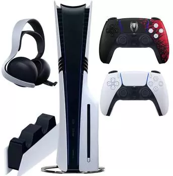 Sony PlayStation 5 Pro (PS5 Pro, EU) + 2-й геймпад Spider-Man 2 Limited Edition + дисковод + гарнитура PULSE Elite + зарядная станция