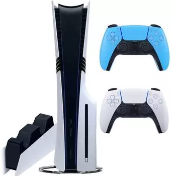 Sony PlayStation 5 Pro (PS5 Pro, EU) + 2-й геймпад (звездный синий) + дисковод + зарядная станция