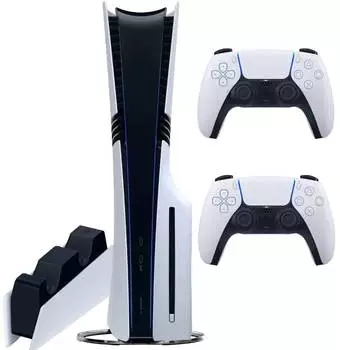 Sony PlayStation 5 Pro (PS5 Pro, EU) + 2-й геймпад (белый) + дисковод + зарядная станция